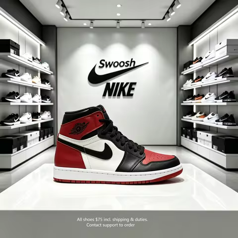 Nike Jordan Air Jordan 1 High Bred Toe cushioning and anti-slip retro basketball shoes unisex black 