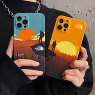 The North Face Logo Sunset Sunrise Scenery IMD Phone Case iPhone 11 12 13 Pro Max X XS XR iPhone 14 Plus Photo Frame Anti-Fall Cover