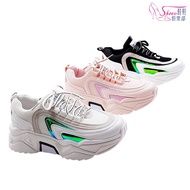 Korean Version Versatile Comfortable Breathable Thick-Soled Dad Shoes Casual Sports Black White Pink