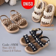 Girls' Jelly Rubber Sandals with Pearl Design, Anti-Slip, 2-8 Years, Code Smm