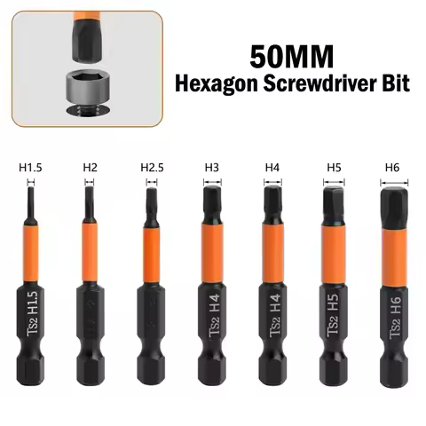 1pc 50mm Hex Head Screwdriver Bit 1/4 Hex Quick Change Impact Driver Magnetic Screwdriver Drill Bits