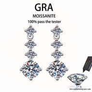 【 GRA Certificate Attached 】 1CT Moissanite Earrings, Fashion Versatile Earrings S925 Pure Silver Pl