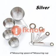 I know 8PCS Stainless Steel Measuring Cups and Spoons set of 8 Engraved MeasurementsPouring Spouts &