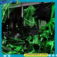 【dgk43s14c7】Luminous Spider Web Luminous Fake Spider White Stretch Spider Web Halloween Indoor Horro