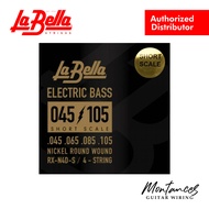 La Bella RX-N4D Rx Nickel Bass Guitar Strings – 4-String Set | Short Scale | 45–105 | Round Wound