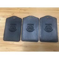 TERLARIS- ID card kulit Custom Emboss Name Tag ID Card Holder Kulit PU Termurah!
