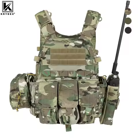 KRYDEX Tactical Vest 6094 Hunting Armor Plate Carrier With Triple Magazine Pouch Radio Pouch Outdoor