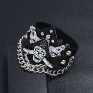 Dark Punk Punk pu Bracelet Skull Rivet Accessories Chain Hip Hop Street Dance Bracelet Bracelet Jewe