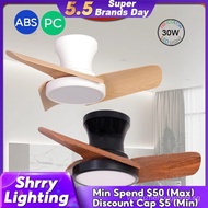 ✿Original✿[Shrry Lighting]24" 32" Ceiling Fan With Light DC Motor Mini Ceiling Fan in Bedroom LED Ceiling Light