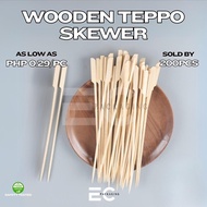 EC 200pcs Wooden Bamboo Teppo Skewers Stylish Barbeque BBQ Sticks, Burger Skewers Kebab Stick Skewer