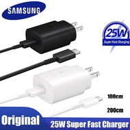 Original Samsung 25W USB Type C Super Fast Charger PD Wall Power Adapter ชุดชาร์จ 25W หัวชาร์จ+สายชาร์จ USB C to USB C สำหรับ S22 S21 S20 A53 A73 A52 a72 Xiaomi Huawei OPPO VIVO POCO รับประกัน 1 ปี