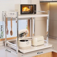 浴室 廚房微波爐置物架 多功能雙層一體臺面抽屜式電飯煲可抽拉收納架子（快遞送貨上門）