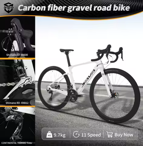 SAVA Carbon Fiber Gravel Road Bike with SHIMAN0 GRX-600 11-Speed Kit Off-Road Class Road Bike Race B