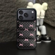 Pink Bow down jacket phone cases for iphone 17 16 15 Pro Max 14 Pro Max 14 plus 13 Pro Max i13 13pro