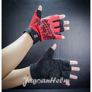 Arvin Black Red Gloves Half Finger Gloves