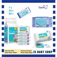 Hoppi Premium 99% Baby Water Wipes (7 Wipes/20 Wipes/80 Wipes with Cap) Premium Glacier Water Baby W