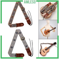 [Amleso] Music Embroidered Ukulele Strap, Lightweight, for 4 String Instruments, Ukulele Concert Accessories