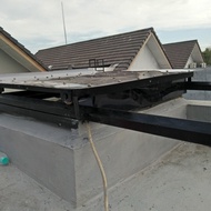 Atap Sliding,  buka tutup, kanopi Solartuff/Flat,  Rangka Besi