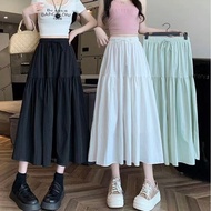 [Taiwan Ready Stock] Korean Version White Yamamoto Skirt Girls Skirt Over-the-Knee Large Hem A-Line 