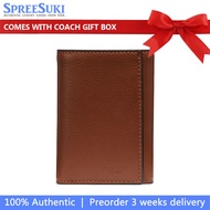 Coach Men Men Wallet In Gift Box Trifold Wallet Saddle Brown # 23845