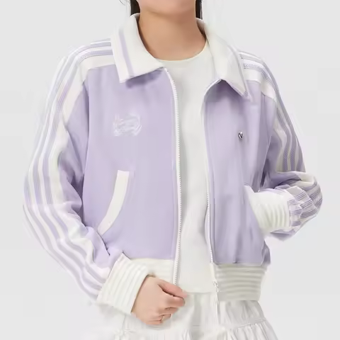 Adidas (Adidas) Trefoil Jacket Women's Sportswear Trendy Fashion Casual Wear Knitted Lapel Jacket Ky