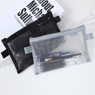 Transparent Mesh Bag Office Student Pencil Cases Zip Bag Pen Storage Bag Office School Supplies