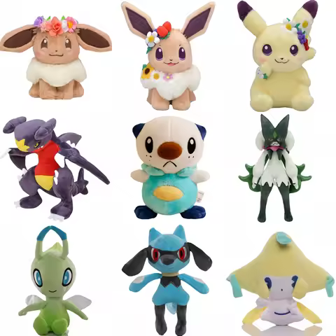 Pokemon Pikachu Plush Oshawott Celebi Garchomp Eevee Servine Meowscarada Purrloin Jirachi Riolu Toys