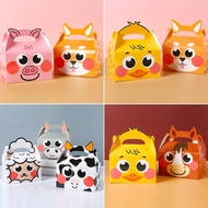 8PCS Farmland Carton Animal Candy Box Gift Bags Paper Candy Biscuit Bag for Kids Farm Themed Animal Birthday Party DIY Packaging Supplies