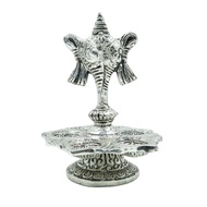 Antqiue Metal Silver Oxidized Sangu Chakra Namam 5 in 1 Vilakku Oil Lamp