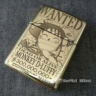 Zippo*海賊王 One Piece 草帽海賊團船長 路飛 懸賞令 收藏品 防風打火機 (5.5cm) [黄铜材質]