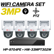 Hi-view กล้องวงจรปิดไร้สาย WiFi รุ่น HW-33MPT302W กับเครื่องบันทึกภาพ รุ่น HP-9704PE จำนวน 1 SET