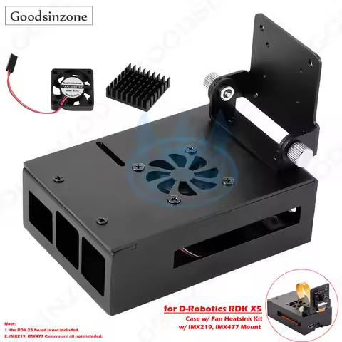 RDK X5 Aluminum Cooling Case with Fan Kit, Metal Shell Box with Cooler Heatsink and IMX219, IMX477 C