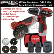 EUROPA HILT COMBO 12V CORDLESS Drill Driver WITH SABRE SAW 2 X BATTERY AND 1 CHARGER [ GEOLASER ]