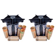 2X Coin Sorter Tube Coin Counter with Coin Wrappers,5-in-1 Change Sorter Change Counter Machine