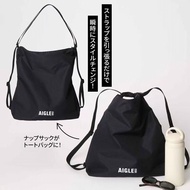 ⭐️AIGLE⭐️黑色抽繩雙肩包 背囊 索繩袋 背包  單肩包 後背包 束口包