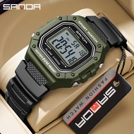 SANDA 2156 Fashion Mens Watch Military Water Resistant Sport Watches Army Big Dial Led Digital Wristwatches Stopwatches For Male