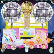 HUISHU 4/6pcs Roller Skate Balloon Set, Hip Hop 80s 90s Retro Theme 4D Disco Air Ball, Inflatable Ra
