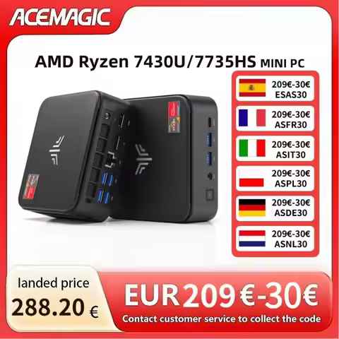 ACEMAGIC E3B MINI PC AMD Ryzen 7430U/7735HS 6-Core Powerhouse 16GB DDR4 512GB M.2 2280 SSD Wifi6 BT5
