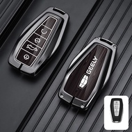 Geely hoạ tiết gỗ vỏ khóa ô tô Key Trường Hợp Hợp kim kẽm Key Bìa khóa thông minh Trường Hợp Bảo Vệ 