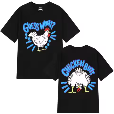 Guess What Chicken Butt Funny Meme T-shirt Men Women Hip-hop T-shirt Summer Short-sleeved Loose Casu