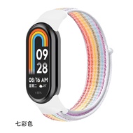 สายรัดไนลอนห่วงระบายอากาศสำหรับ Xiaomi Mi Band 8 สายนาฬิกาข้อมือเปลี่ยนสายรัดข้อมือ Xiaomi Miband8 อุปกรณ์เสริมสร้อยข้อมือ