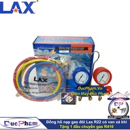 Đồng Hồ nạp gas đôi Lax R22 R410 có van xả khí gas
