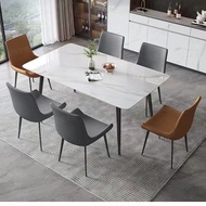 [Musisen] Sintered stone dining table set 4/6 Marble table 4/6 seater Nordic Ikea kitchen dinner table 餐桌 Meja Makan kerusi