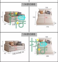 超纖科技布帶儲物梳化床鐵架沙發床受重耐用多色可選推拉床3141（外徑120CM 深灰色 海綿款）