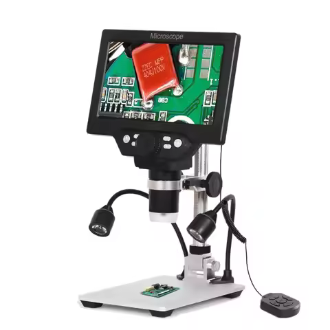 G1200 7-Inch Digital Microscope 1200x Continuous Zoom HD 12MP Industry Microscope Adjustable Stand B