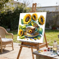 [innersetting.my] DIY Flowers Oil Painting Kit on Canvas 15.75x15.75inch Without Frame Painting by N