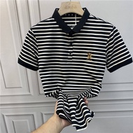 Striped Polo Shirt Men Plus Size 5XL 2023 Summer New Loose Casual Korean T Shirt Lapel Short Sleeve Tops for Men