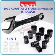 MAKITA 11PCS ADJUSTABLE SPANNER WRENCH B-65458 3IN1 RATCHET COMBINATION SPANAR RACHET SOCKET SET BOX