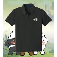 WE BARE BEARS PAN PAN EMBROIDERY BLACK POLO SHIRT