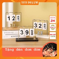Desktop Calendar Number Flip Desk Decoration, Desk Calendar Decor, Van Year Wooden Calendar, Decor Magazine Cover - TitI Decor